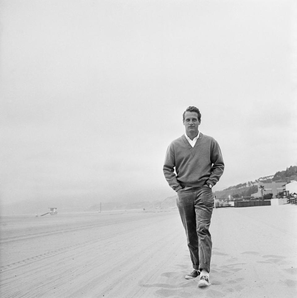 <p>Paul Newman takes a walk in 1958. </p>