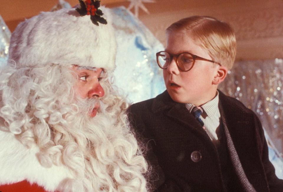 A mall Santa (Jeff Gillen) makes Raphie (Peter Billingsley) nervous in "A Christmas Story."