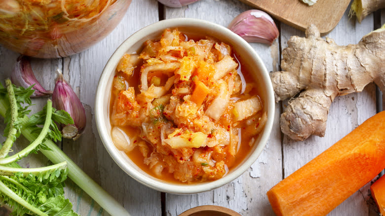 fresh kimchi in a bowl