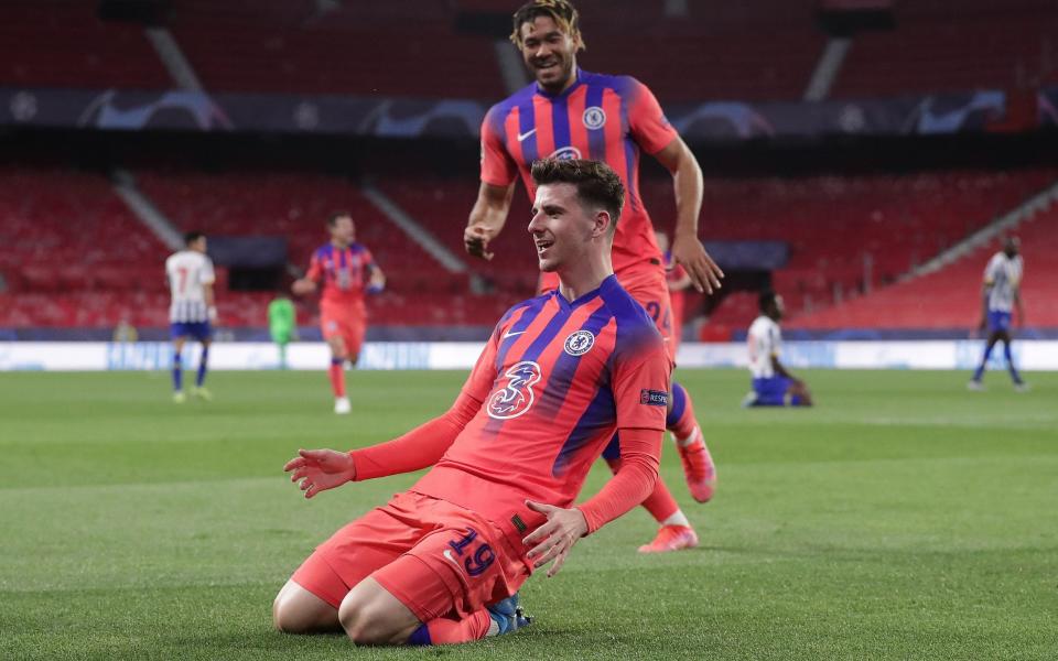 Mason Mount celebrates scoring against Porto - GETTY IMAGES