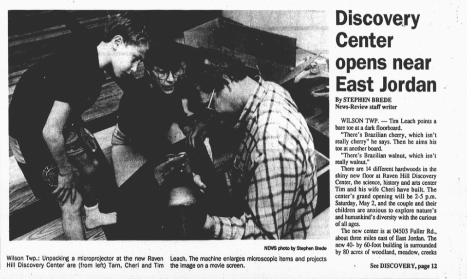 A story about Raven Hill's opening appeared in the April 30, 1992 edition of the Petoskey News-Review. To read the story, visit www.gwood.us and search under the research tab.