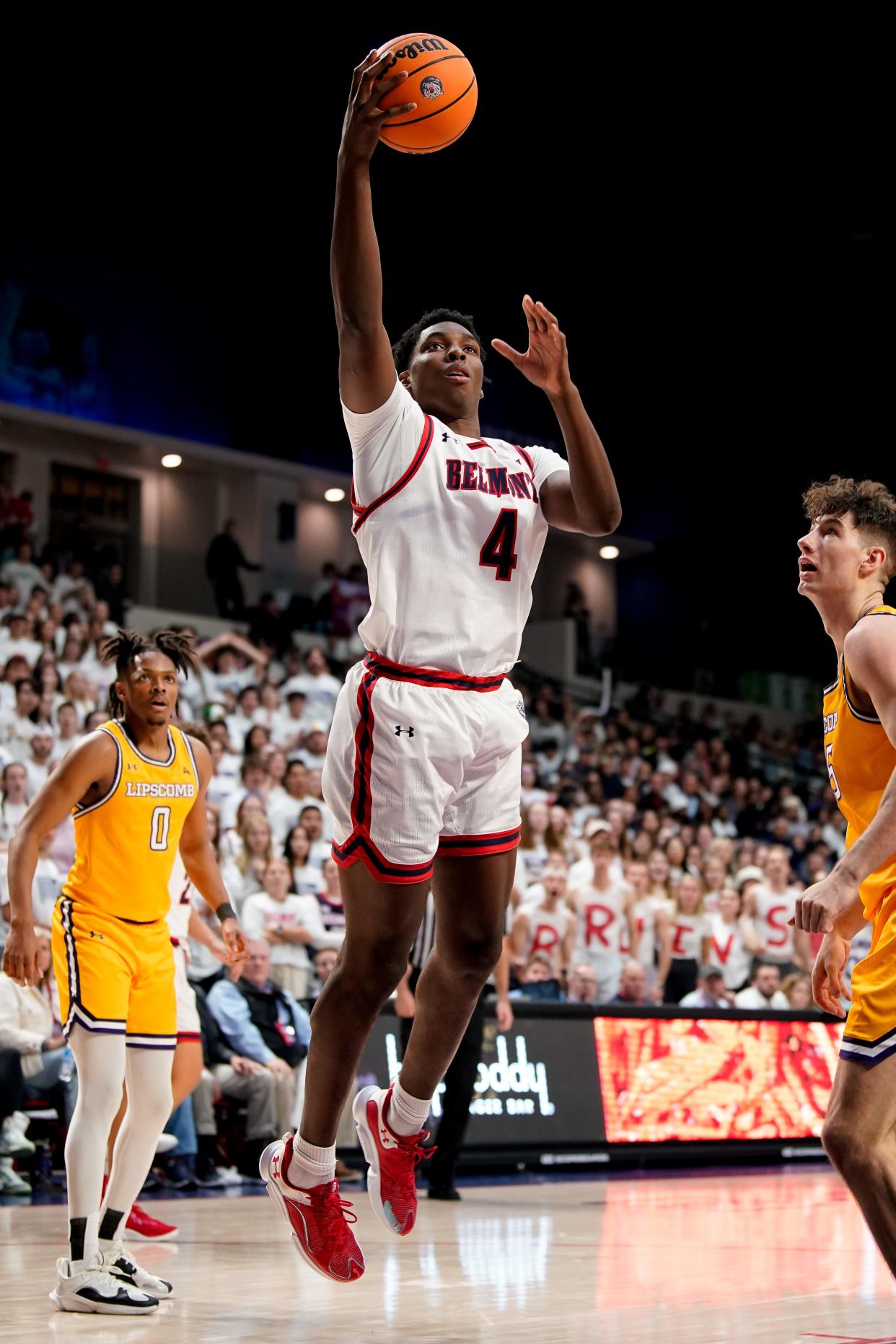 Belmont forward Malik Dia (4) shoots against Lipscomb during the second half at the Curb Event Center in Nashville, Tenn., Wednesday, Dec. 6, 2023.