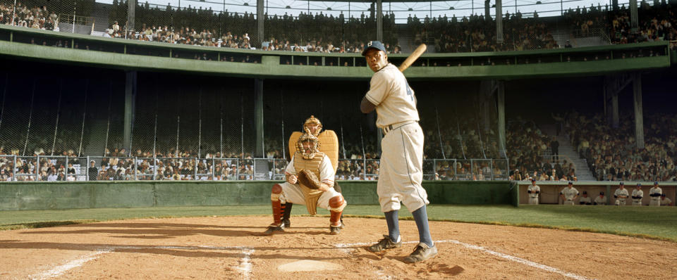 Boseman as Robinson batting