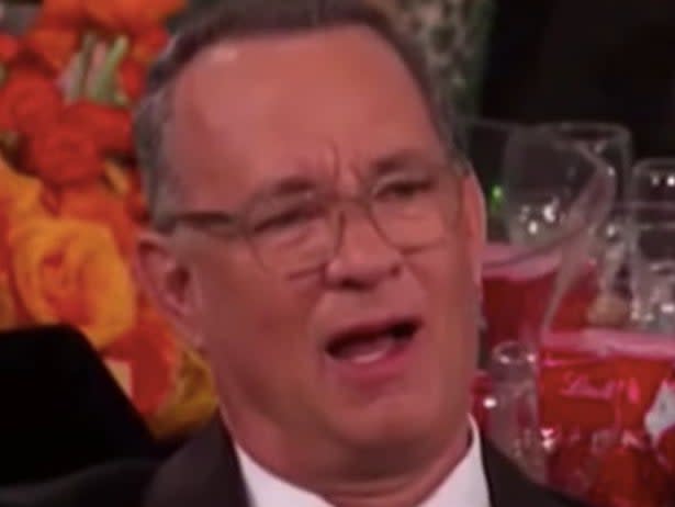 Tom Hanks was unimpressed with Ricky Gervais at the 2011 Golden GlobesYouTube