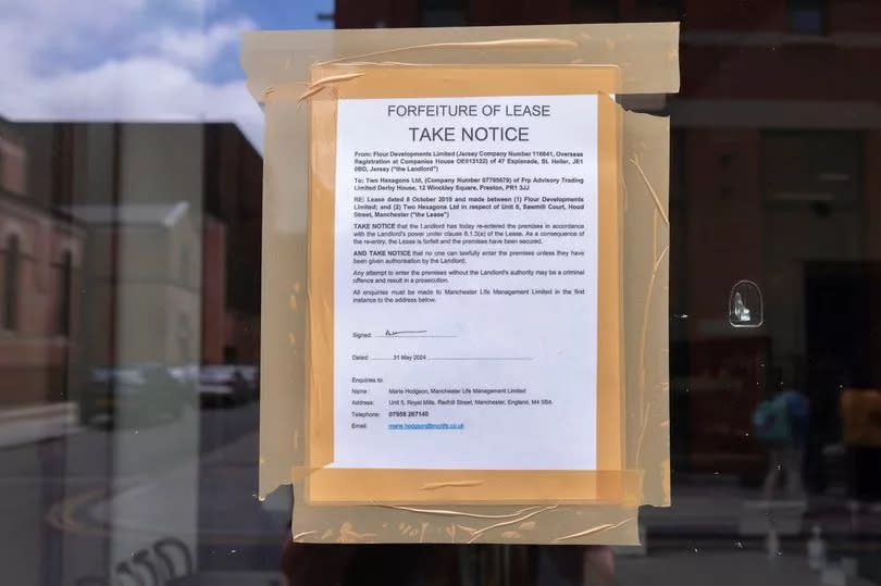 The take notice posted on Trove's door in Ancoats on May 31 -Credit:Manchester Evening News