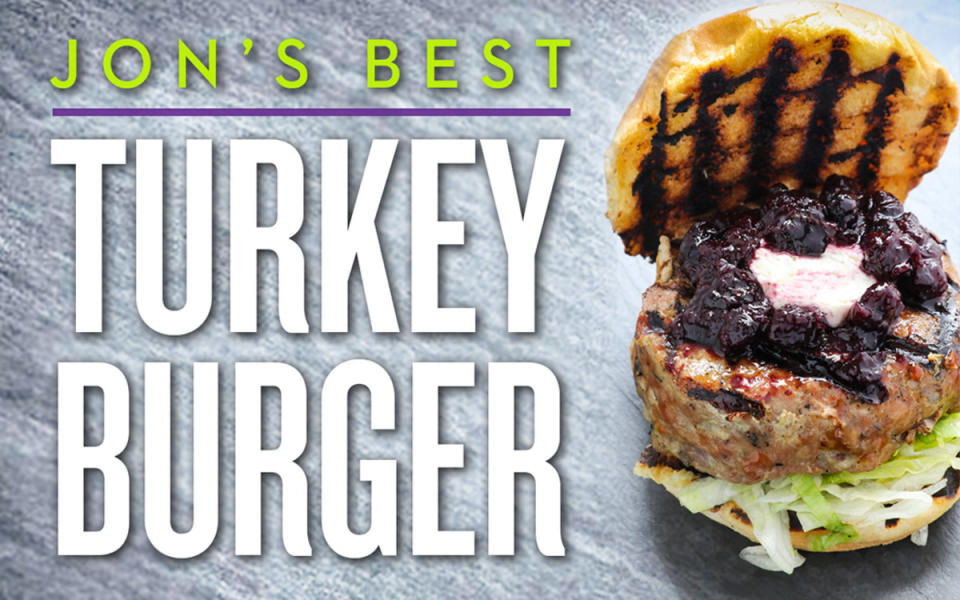 <p>Jon Ashton</p><p>Creamy Boursin and a sweet-savory blueberry sauce make this a turkey burger you'll never forget.</p><p><strong>Get the recipe: <a href="https://parade.com/681309/jonashton/jons-best-turkey-burger/" rel="nofollow noopener" target="_blank" data-ylk="slk:Jon's Best Turkey Burger;elm:context_link;itc:0;sec:content-canvas" class="link ">Jon's Best Turkey Burger</a></strong></p>