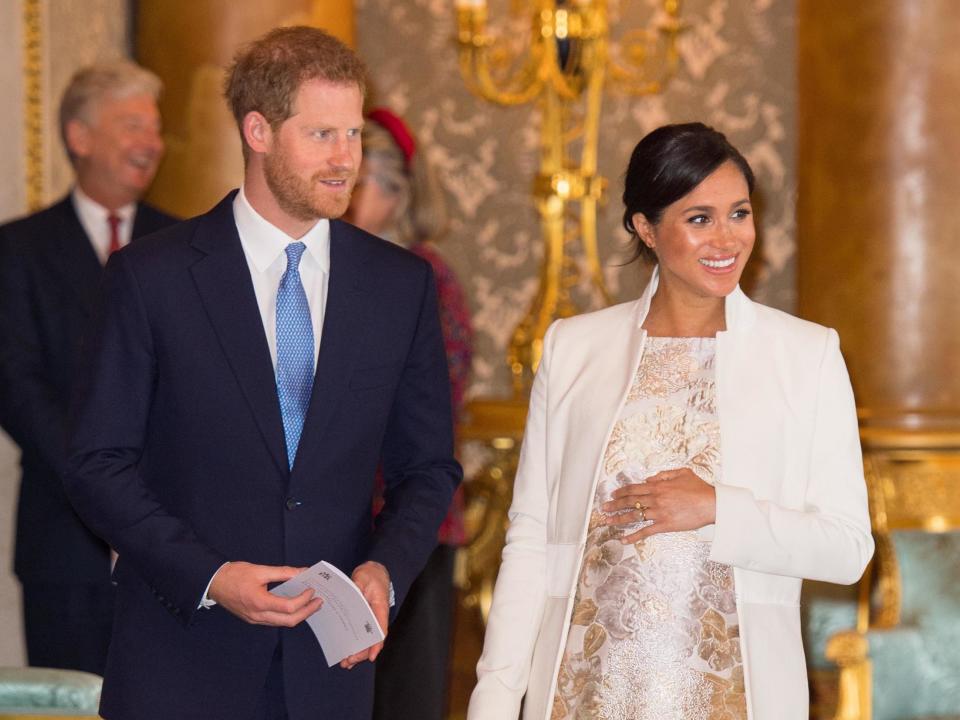 Prince Harry, Duke of Sussex, and Meghan Markle, Duchess of Sussex, at Buckingham Palace, 5 March 2019: Dominic Lipinski - WPA Pool/Getty Images