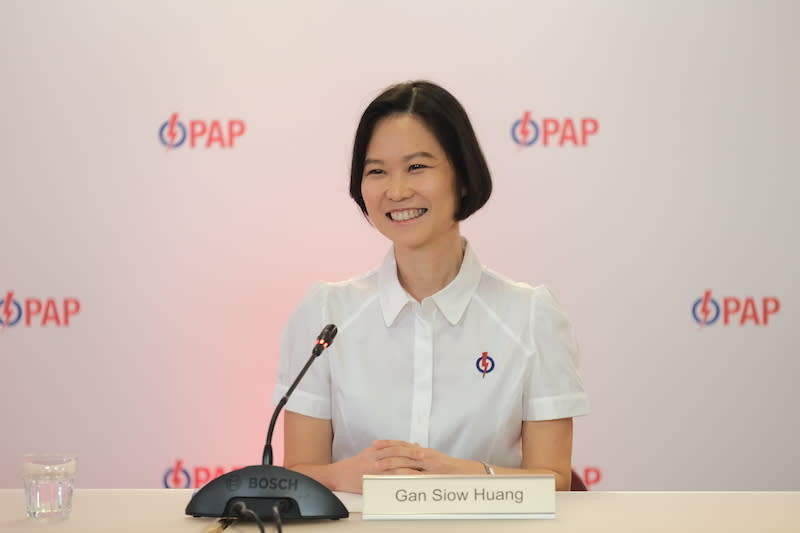 New People's Action Party candidate Gan Siow Huang, 46,  addressing reporters at a virtual briefing on Friday, 26 June 2020. Gan was the Singapore Armed Forces' first female general. PHOTO: People's Action Party