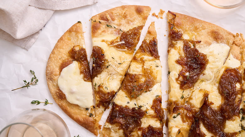 flatbread pizza on a table