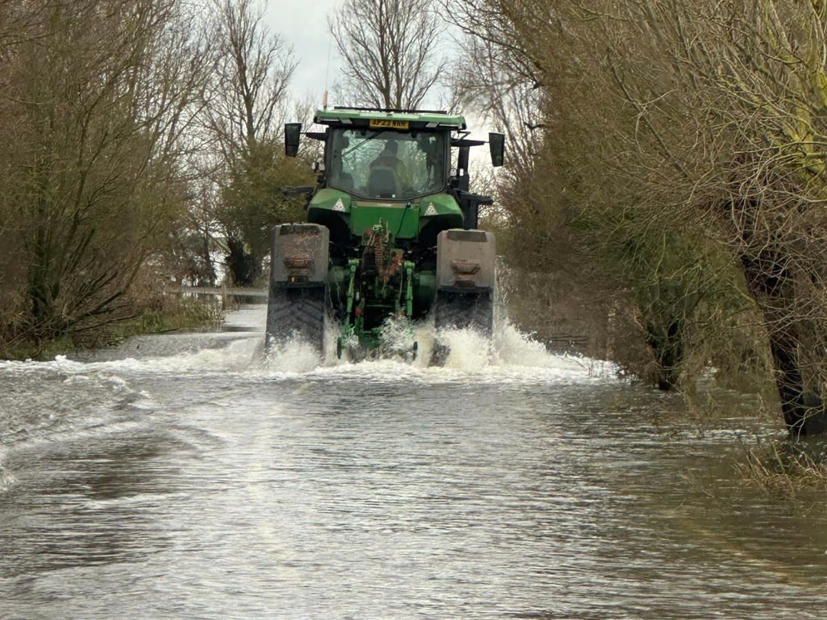 Pictures of the flooding on the A1101 road through Welney, Norfolk during the first week of March. (SWNS)