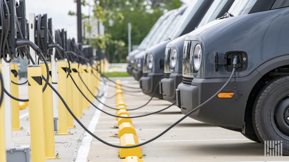 trucks at charging station