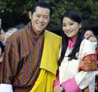 <p>After meeting Jetsun Pema, the University of Oxford-educated “Dragon King” of Bhutan ended some 100 years of tradition when he renounced his right to marry more than one wife. The couple reportedly dated and lived together for three years before getting engaged in 2011. On the day of their wedding, which took place in a 17th century fortress, <a href="http://us.hellomagazine.com/royalty/201110136326/king-of-bhutan-royal-wedding-royal-jetsun-pema-jigme-khesar/" rel="nofollow noopener" target="_blank" data-ylk="slk:the King told the media of his new wife;elm:context_link;itc:0;sec:content-canvas" class="link ">the King told the media of his new wife</a>, “She is a wonderful human being. Intelligent… It doesn’t matter when you get married as long as it is the right person. I am certain I have married the right person.”</p>