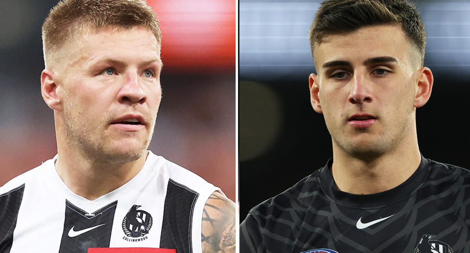 Pictured left Jordan De Goey and right Nick Daicos