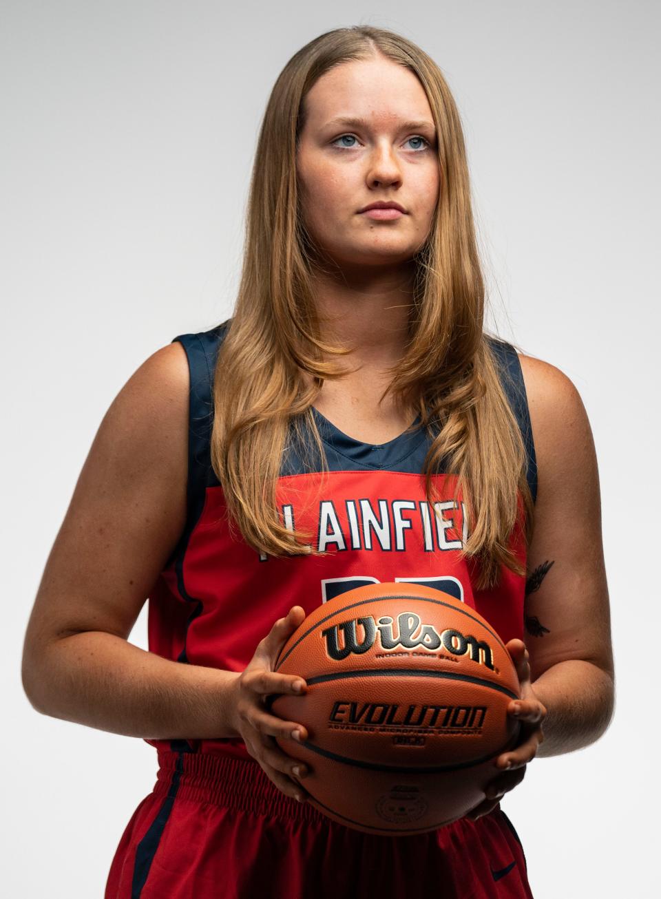 Plainfield's Payton Benge (33) poses for a photo Tuesday, Oct. 10, 2023, at The Indianapolis Star.