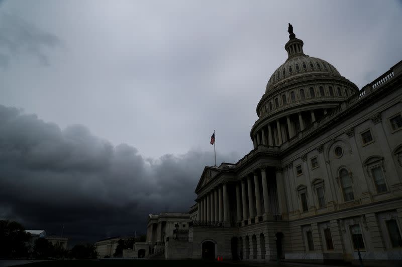 FILE PHOTO: The U.S. Capitol is seen after a rainstorm, as the coronavirus disease (COVID-19) outbreak continues in Washington