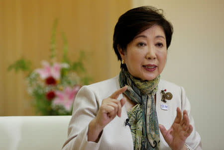 Tokyo Governor Yuriko Koike speaks at an interview with Reuters in Tokyo, Japan May 29, 2017. REUTERS/Kim Kyung-Hoon