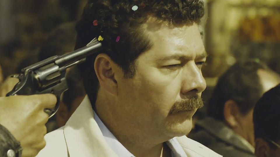 In this still image taken from the trailer of the film "Colosio" released by the film's producers Alebrije/Cinetc on June 13, 2012, Mexican actor Enoc Leano plays the part of the slain Mexican presidential candidate Luis Donaldo Colosio on the day he was assassinated in Tijuana, Mexico on March 23, 1994. "Colosio," which portrays the 1994 killing of a candidate who was almost certain to be the next president, casts doubts on the official conclusion that a lone gunman planned and carried out the killing of Luis Donaldo Colosio, which is often compared to John F. Kennedy's assassination. It is one of several new politically minded films being released just ahead of Mexico's July 1 election that are aimed at reminding Mexicans of the dark side of the Institutional Revolutionary Party, which governed Mexico for 71 years, and which seems set to return to power. (AP Photo/Alebrije/ Cinetc)