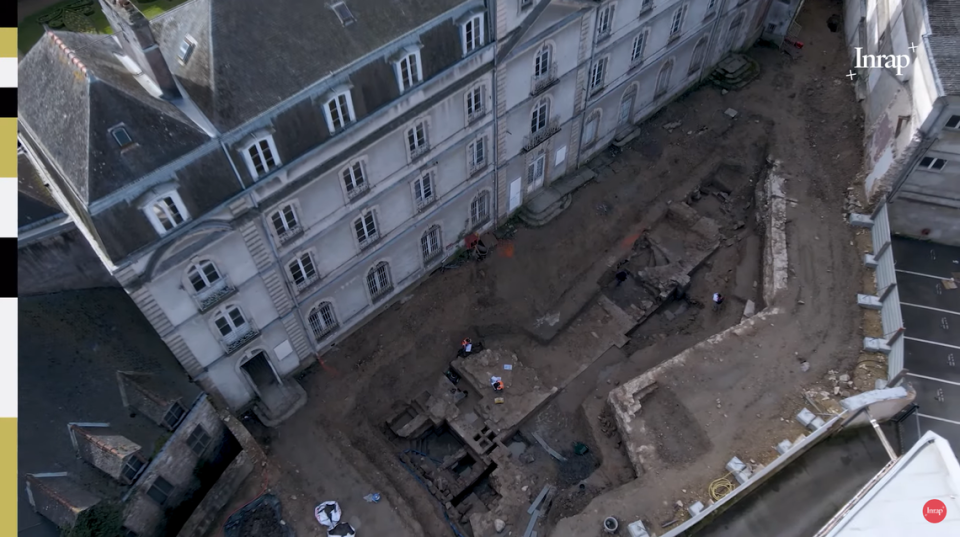 An aerial view of the 600-year-old castle ruins in Vannes.