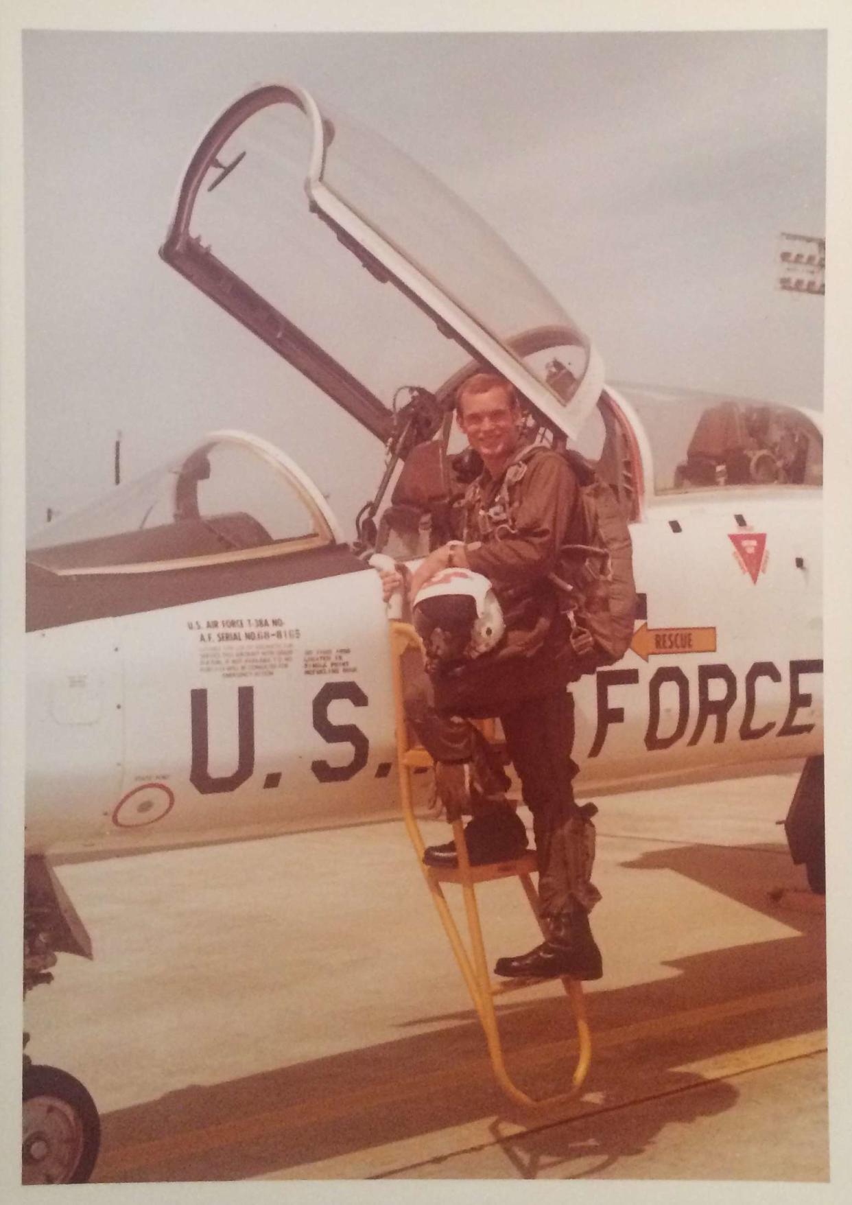 Lt. Col Chuck Hippler, USAFR (retired) graduated from the Air Force Academy in 1975 and began a distinguished flying career shortly after this flight school photo was taken.