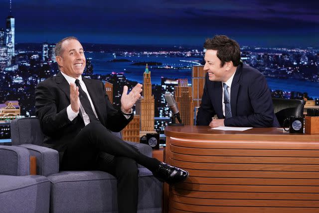 <p>Sean Gallagher/NBC/NBCU Photo Bank via Getty</p> Jerry Seinfeld (left) and Jimmy Fallon on 'The Tonight Show Starring Jimmy Fallon' in Oct. 2021.