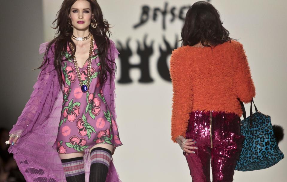 Fashion from the Betsey Johnson Fall 2014 collection is modeled during New York Fashion Week on Wednesday, Feb. 12, 2014. (AP Photo/Bebeto Matthews)