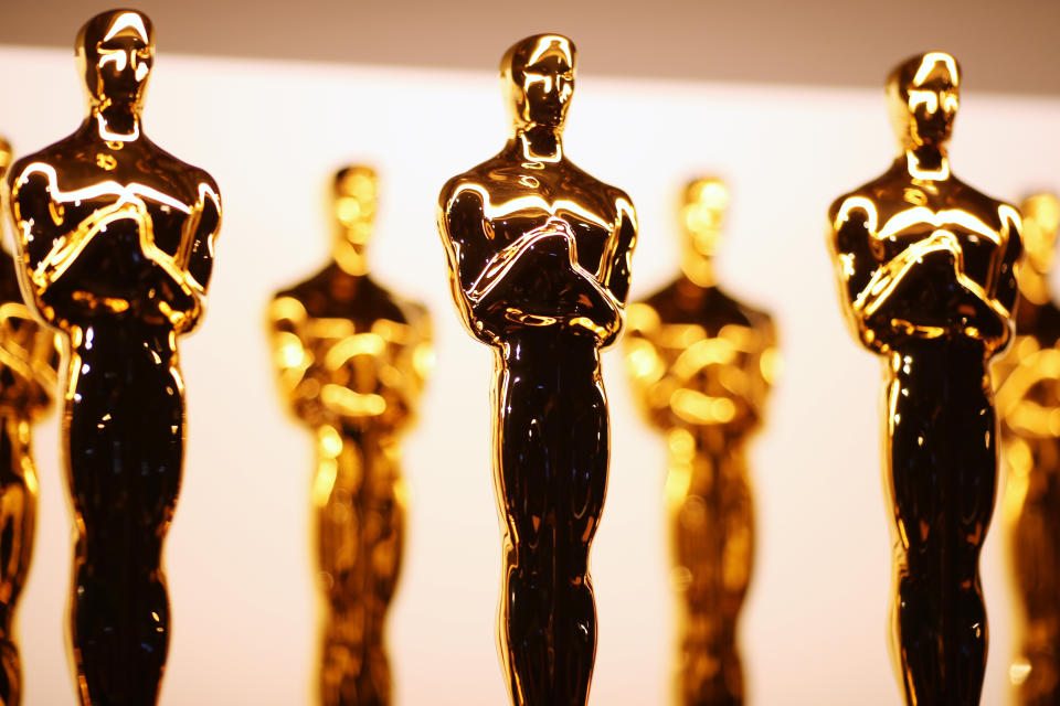 HOLLYWOOD, CA - FEBRUARY 26:  A view of oscar statuettes backstage during the 89th Annual Academy Awards at Hollywood & Highland Center on February 26, 2017 in Hollywood, California.  (Photo by Christopher Polk/Getty Images)