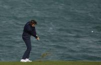 Thomas Pieters of Belgium plays a shot on the 16th hole during the second round of the Abu Dhabi Championship golf tournament at the Yas Links Golf Course, in Abu Dhabi, United Arab Emirates, Friday, Jan. 21, 2022. (AP Photo/Kamran Jebreili)