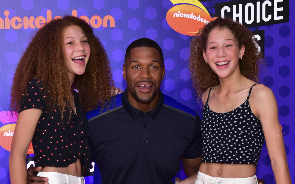 Michael Strahan's daughter Isabella Strahan strutted the runway in a white gown for fashion brand Sherri Hill. (Photo: Rodin Eckenroth/FilmMagic)