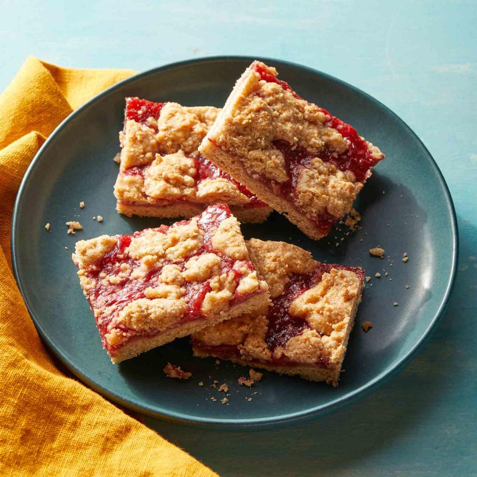 <p>After you haul all your fruit home from the orchard or farm, bake a batch of these bars. Change up the fruit with the seasons—peaches come summertime or apples in the fall. <a href="https://www.eatingwell.com/recipe/7897747/strawberry-crumble-bars/" rel="nofollow noopener" target="_blank" data-ylk="slk:View Recipe;elm:context_link;itc:0;sec:content-canvas" class="link ">View Recipe</a></p>