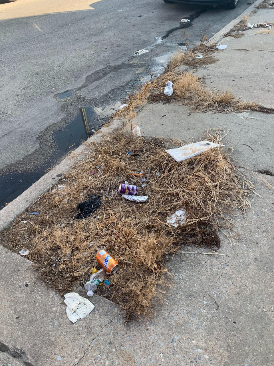 Trash rests on a street Tuesday, July 28, 2020, in the Kensington neighborhood of Philadelphia. The COVID-19 pandemic has frustrated efforts to keep Philadelphia's streets clear of garbage this summer. People are staying home and generating more garbage, but the sanitation department has been shorthanded and workers have fallen behind picking up household trash and recyclables. (Kara Kneidl via AP)