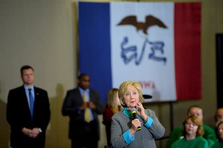 U.S. Democratic presidential candidate Hillary Clinton speaks during a town hall in Waterloo, Iowa December 9, 2015. REUTERS/Mark Kauzlarich