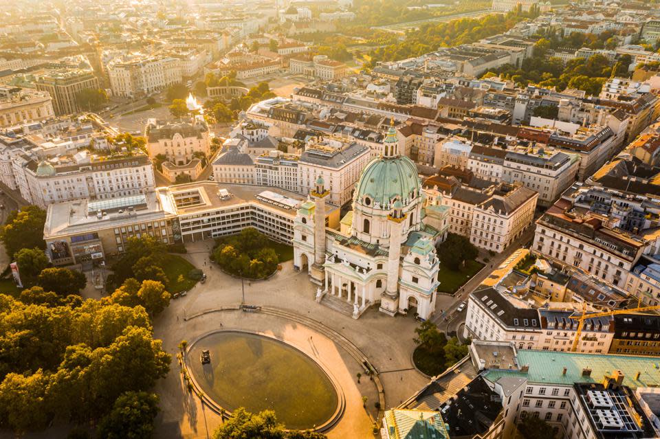 Vista de Viena al amanecer, Austria