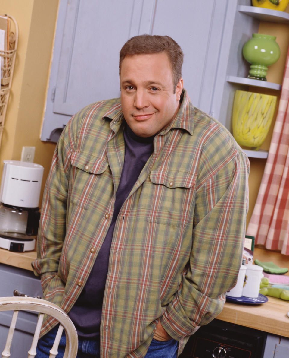 Promotional portrait of actor and comedian Kevin James, in character for his role on the TV sitcom 