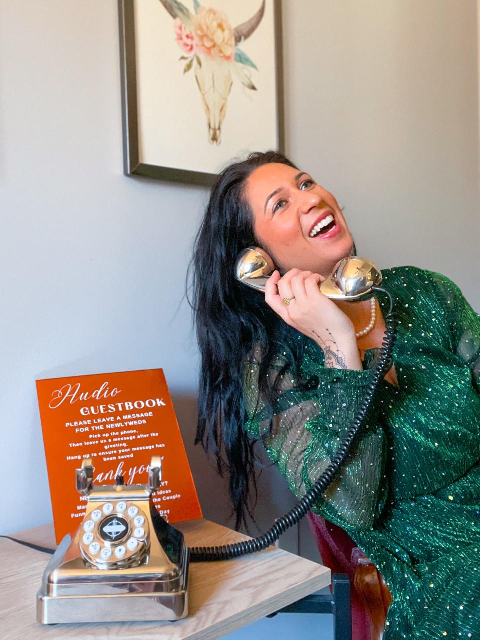 Amanda Irizarry, owner of The Shutter Bird Photo Booth, is offering a new trend in guestbooks, the Audio Guestbook Phone. “Sometimes people will just book the phone. If it is within 40 miles of Knoxville I will drop it off before and pick it up after the event. It's so easy,” she said.