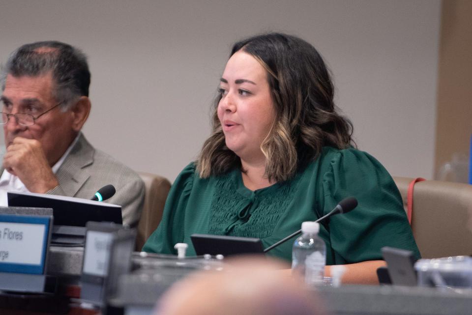 Pueblo City Councilor Sarah Martinez speaks during a council meeting on Monday, October 16, 2023.