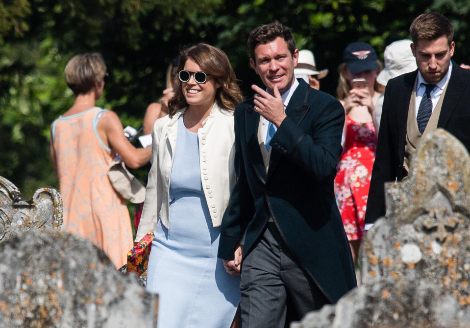 Princess Eugenie and fiancé Jack Brooksbank also attended the wedding. Photo: Getty
