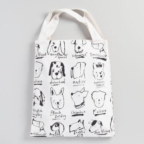 Illustrated Dogs Canvas Tote Bag