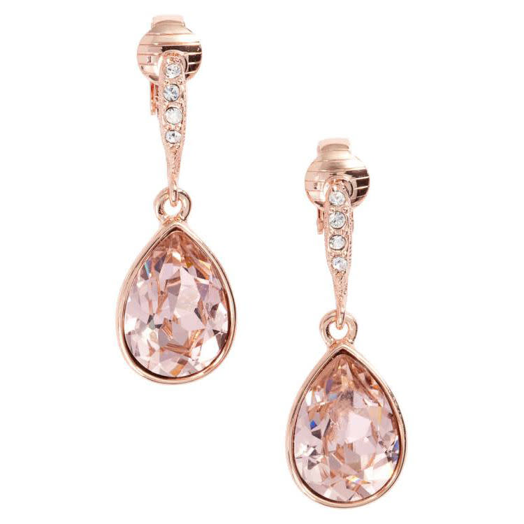 Rose Gold Drop Clip On Earrings