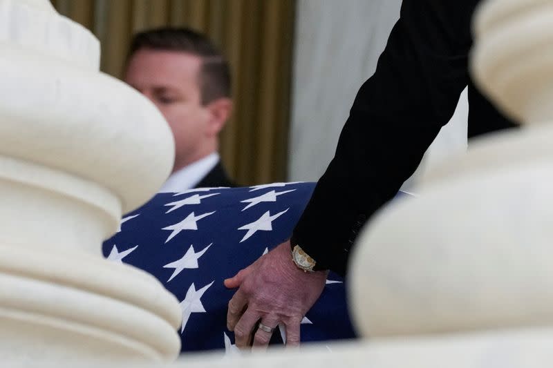 Arrival of the casket of retired Supreme Court Justice Sandra Day O'Connor at the Supreme Court in Washington