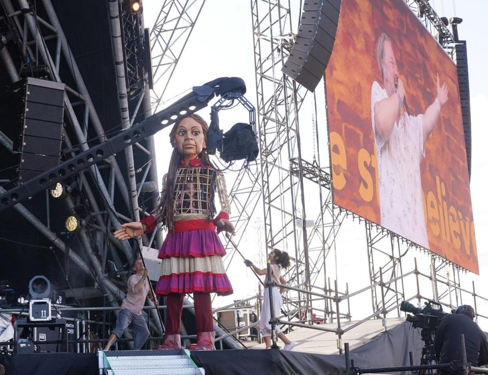 Little Amal represents a young Syrian refugee (Yui Mok/PA) (PA Wire)