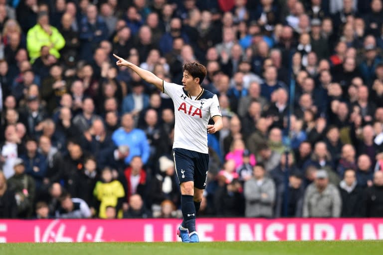 In the absence of Harry Kane Tottenham Hotspur's Son Heung-Min (pictured) and Vincent Janssen are vying to start up front as Spurs try to close the gap on Chelsea