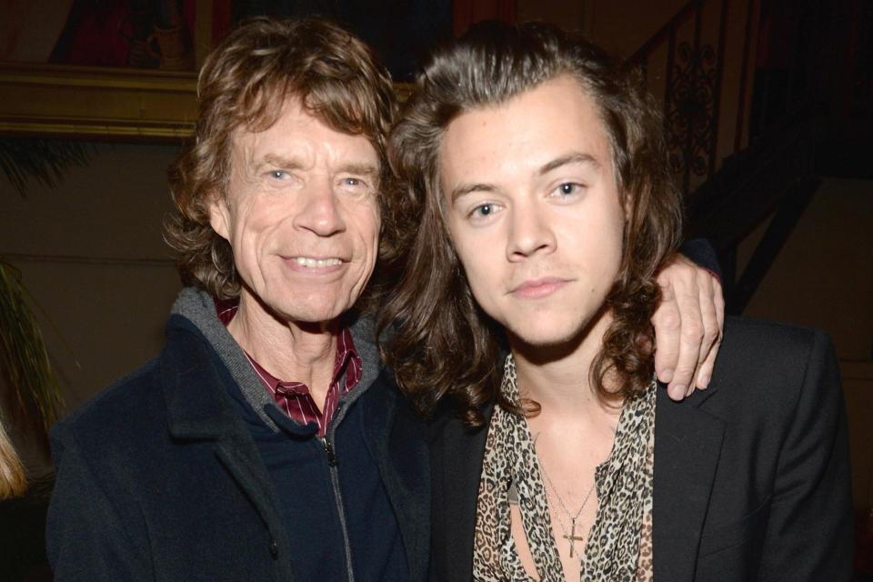 Mick Jagger and Musician Harry Styles of One Direction attend The Rolling Stones Los Angeles Club Show after party at The Fonda Theatre on May 20, 2015 in Los Angeles, California