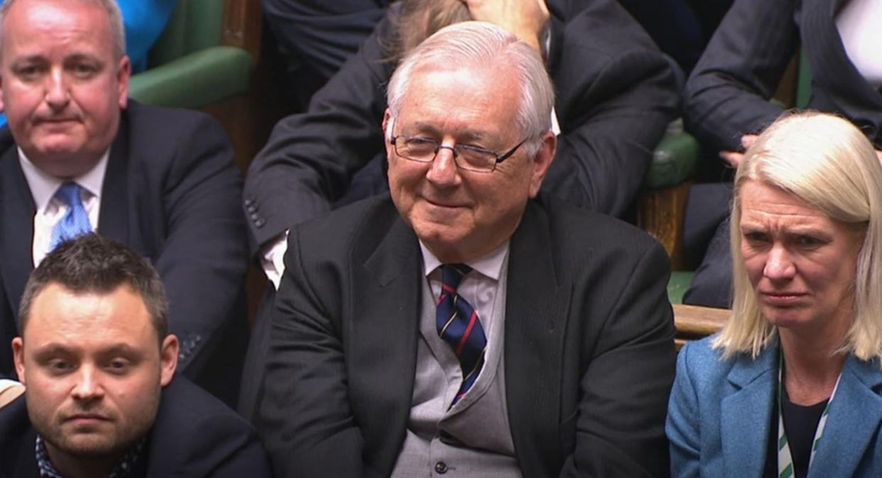 New Father of the House Sir Peter Bottomley in the House of Commons, London, after the Conservative Party gained an 80-seat majority in the General Election. (Photo by House of Commons/PA Images via Getty Images)