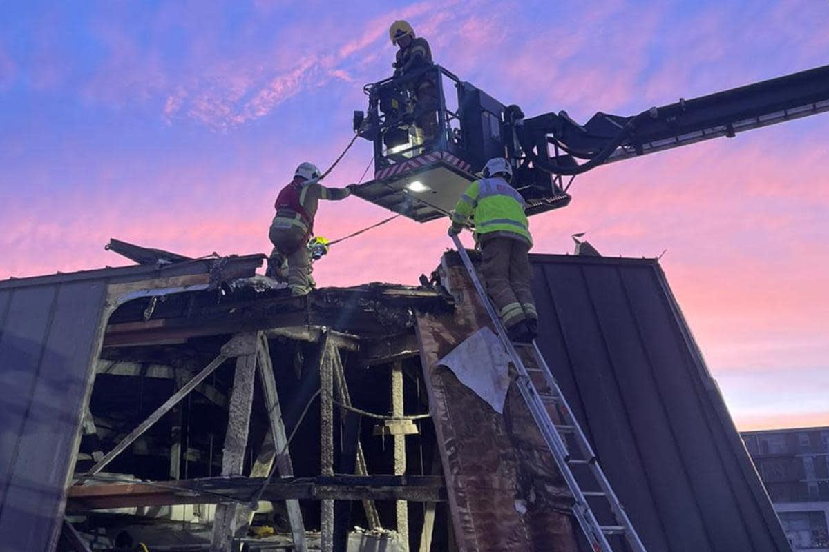 Firefighters attend to the fire at Swindon Combined Courts, Islington Street <i>(Image: Dorset & Wiltshire Fire and Rescue Service)</i>