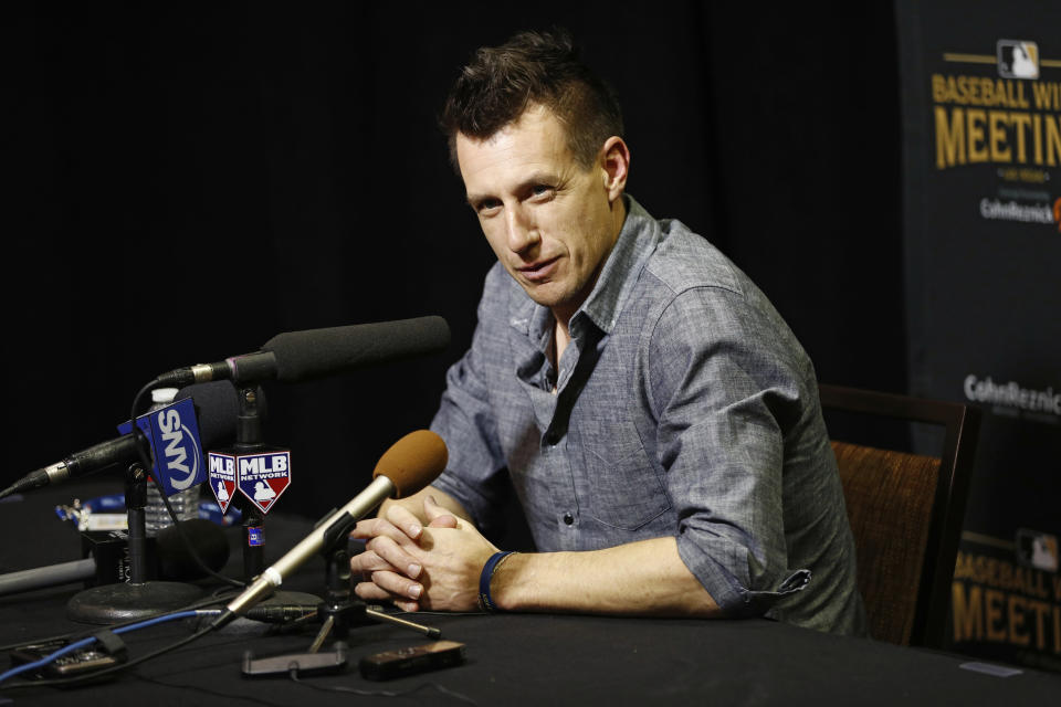 Milwaukee Brewers manager Craig Counsell speaks during a news conference at the Major League Baseball winter meetings, Tuesday, Dec. 11, 2018, in Las Vegas. (AP Photo/John Locher)