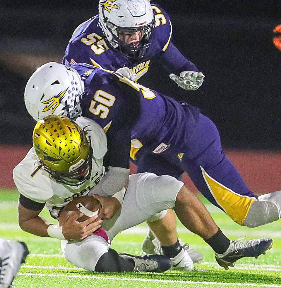 Tallmadge's Vito Paonessa, top, might be the best two-way player in the Greater Akron area.