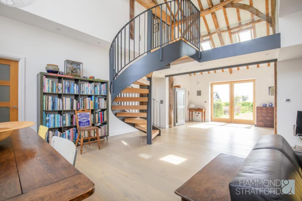 Eastern Daily Press: The spiral staircase leads to a galleried landing with glass balustrades
