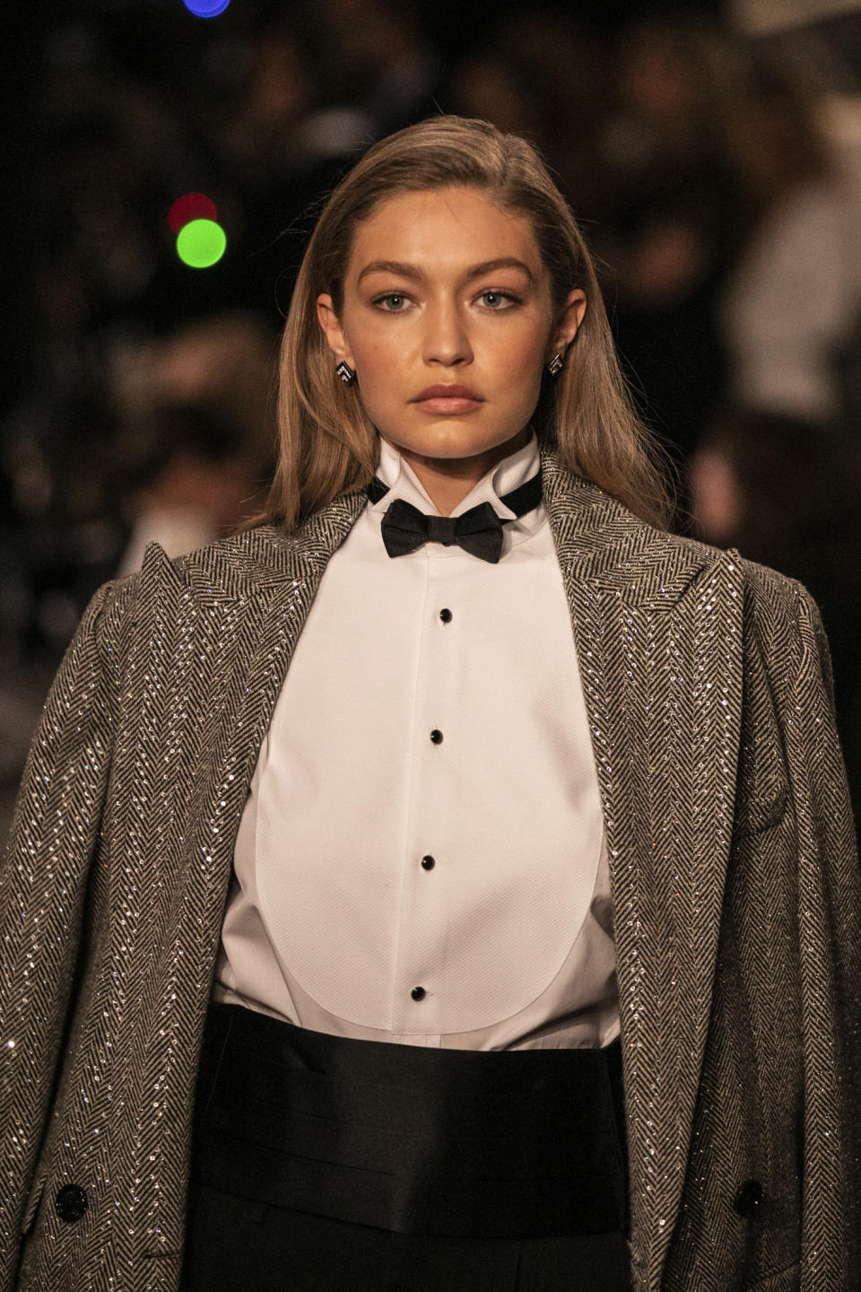Gigi Hadid models the Ralph Lauren collection during Fashion Week in New York, Saturday, Sept 7, 2019. (AP Photo/Jeenah Moon)