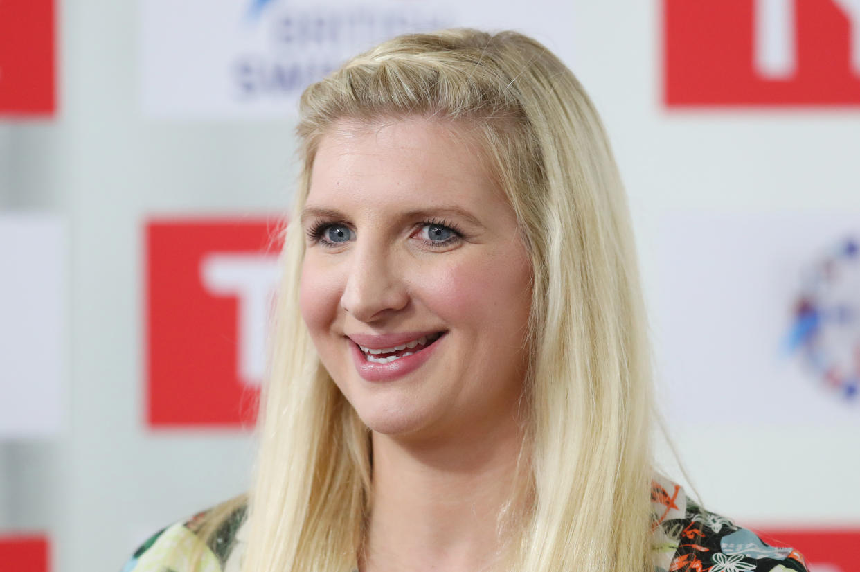 GLASGOW, SCOTLAND - APRIL 17: Rebecca Adlington attends Day Two of the British Swimming Championships at Tollcross International Swimming Centre on April 17, 2019 in Glasgow, Scotland. (Photo by Catherine Ivill/Getty Images)