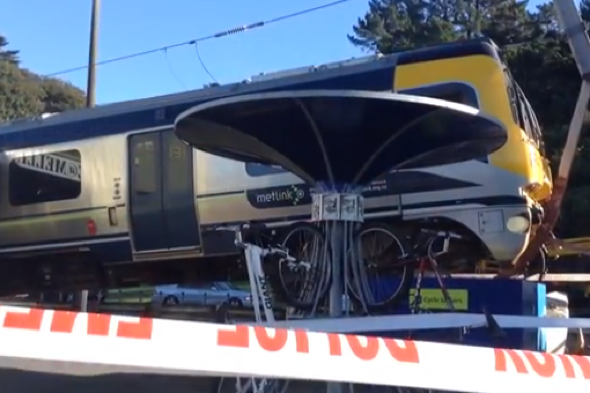 Kiwirail train crashes through barrier at Melling Station in Wellington